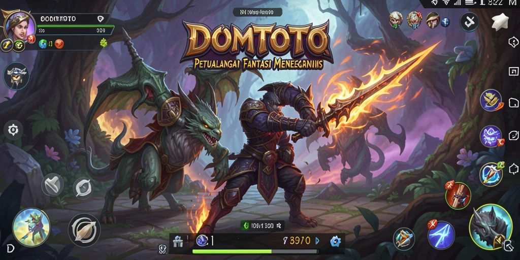 Screenshot gameplay DOMTOTO menampilkan aksi pertempuran RPG yang seru dan mendebarkan.
