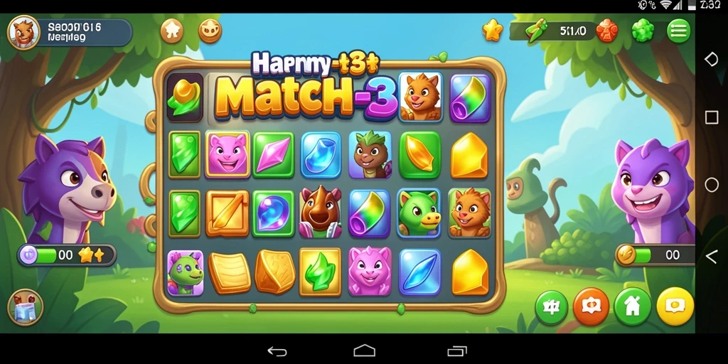 Screenshot gameplay HARAPJP yang menampilkan tantangan Match-3.
