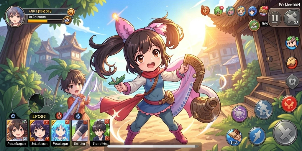 Tangkapan layar LPO88 menampilkan karakter anime dalam aksi petualangan.