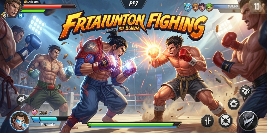 Tampilan seru gameplay PP7 dalam pertarungan Fighting.