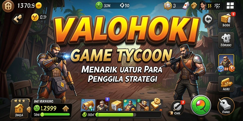 Tampilan gameplay VALOHOKI yang menarik dan dinamis dalam mengelola bisnis.