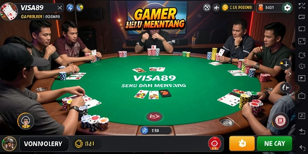 Screenshot menunjukkan permainan poker yang seru di <strong>VISA89</strong>.